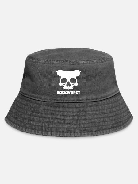 Bockwurst Skull Grafik - Vintage Bucket Hat - Vintage Schwarz