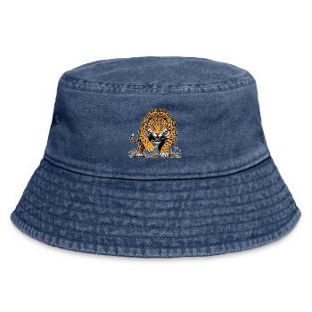 Jaguar Leopard Wild Racing Mascot Predator - Vintage Bucket Hat - vintage denim - Front