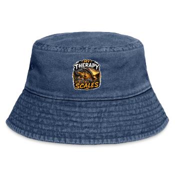 Meine Therapie beinhaltet Schuppen-Karpfenfischen - Vintage Bucket Hat - Vintage Denim - Vorne
