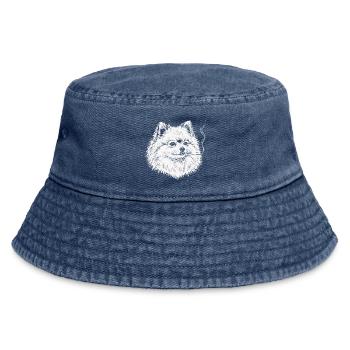 Smoking Pomeranian: Funny Pomeranian Meme - Vintage Bucket Hat - vintage denim - Front