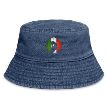 Italienische Flagge mit typischer Handgeste - Vintage Bucket Hat - Vintage Denim - Vorne