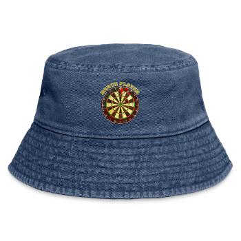 Conception de motif de joueur de fléchettes - Bob vintage - vintage bleu jeans - Devant
