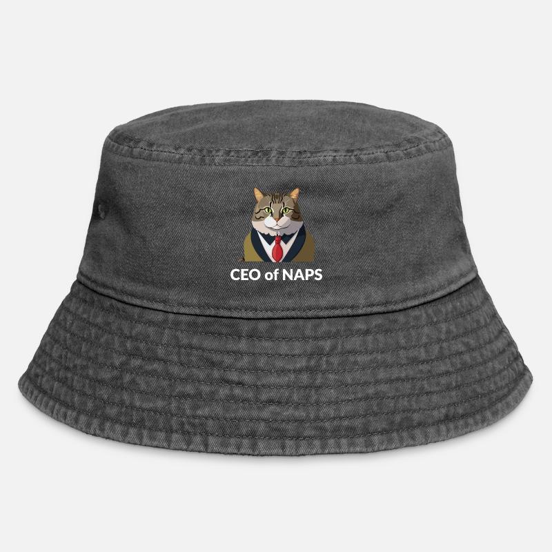 Geschäftsmann Katze mit Krawatte - Vintage Bucket Hat - Vintage Schwarz