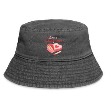 Perfekt passendes Herz-Bonbon-Liebesdesign - Vintage Bucket Hat - Vintage Schwarz - Vorne