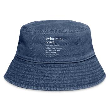 Schwimmtrainer-Definition Lustige Typografie - Vintage Bucket Hat - Vintage Denim - Vorne