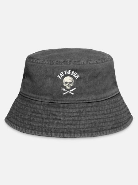 Eat the Rich Skull - Vintage Bucket Hat - Vintage Schwarz