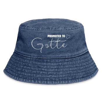 Promoted to Gotte, Geschenk Patentante/Gotti  - Vintage Bucket Hat - Vintage Denim - Vorne