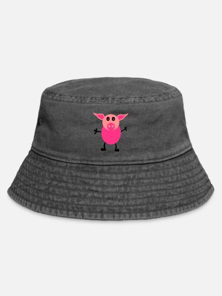 Schweine Männchen - Vintage Bucket Hat - Vintage Schwarz