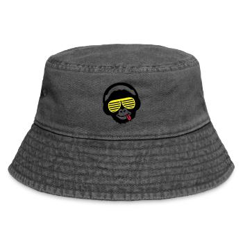 monkey_listen_music_pp3 - Vintage Bucket Hat - Vintage Schwarz - Vorne