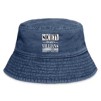Society creates villians lettering Antihero - Vintage Bucket Hat - vintage denim - Front