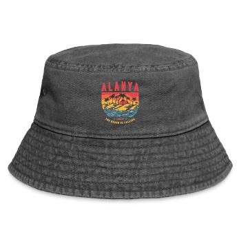 Alanya Turkey vintage beach design - Vintage Bucket Hat - vintage black - Front