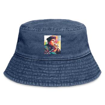 Martin Luther smoking - Vintage Bucket Hat - vintage denim - Front