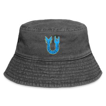 Blaue U-Form Gitarre mit Rock Hand - Vintage Bucket Hat - Vintage Schwarz - Vorne