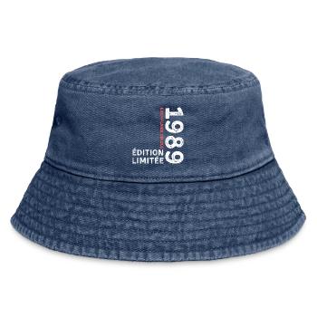 1989 vintage typographic style - Vintage Bucket Hat - vintage denim - Front