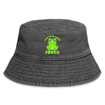 Talk To Me About Frogs Lustig Frosch Liebhaber - Vintage Bucket Hat - Vintage Schwarz - Vorne