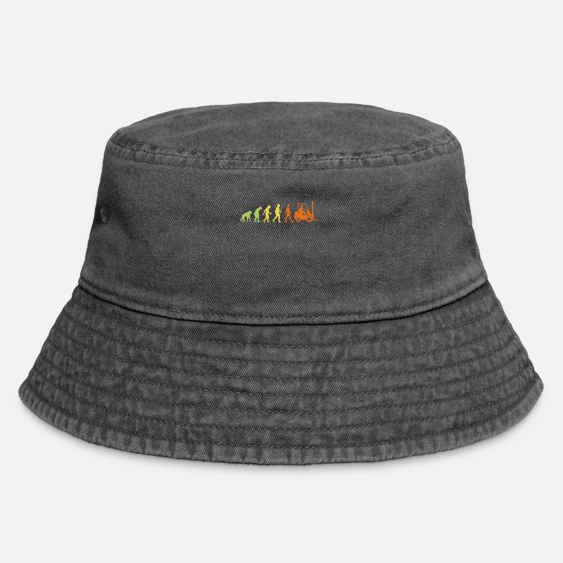 Evolution to a forklift worker - Vintage Bucket Hat - vintage black