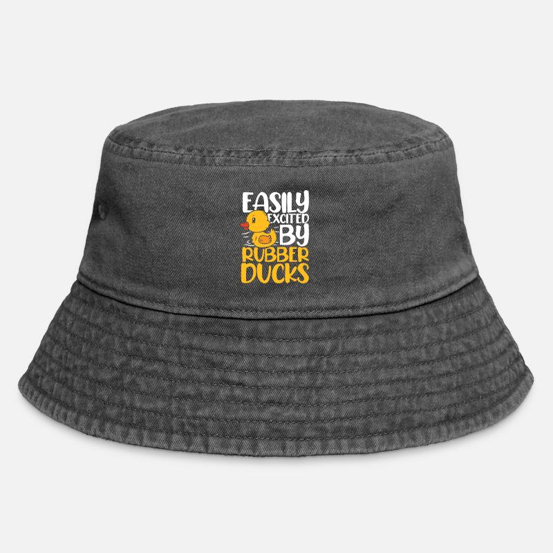 easily excited by rubber ducks - Vintage Bucket Hat - Vintage Schwarz