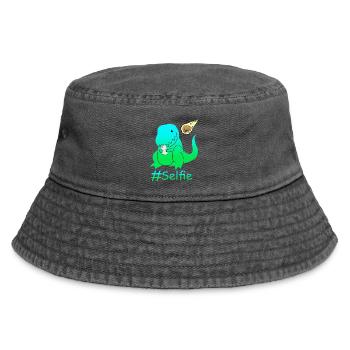 Funny Selfie Dinosaur - Vintage Bucket Hat - vintage black - Front