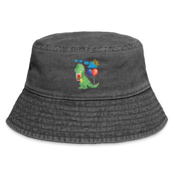 Small dino with refreshment and balloons - Vintage Bucket Hat - vintage black - Front