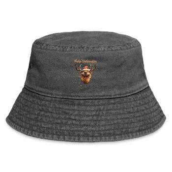 Weihnachtsmotiv Rentier - Weihnachtsoutfit lustig - Vintage Bucket Hat - Vintage Schwarz - Vorne