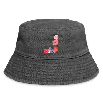 Sommer Blüten Motiv Flower Power - Vintage Bucket Hat - Vintage Schwarz - Vorne