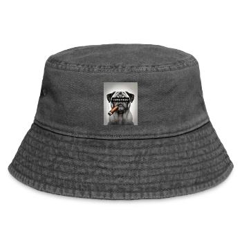 Censored Pug with Cigar - Vintage Bucket Hat - vintage black - Front