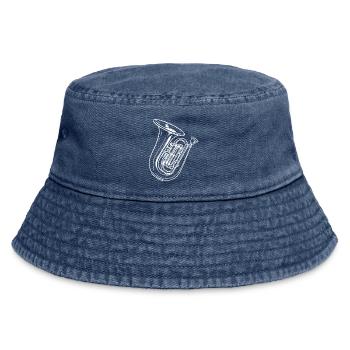 Tuba Drawing - Vintage Bucket Hat - vintage denim - Front