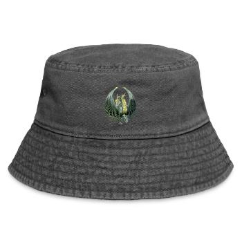 Grüner Drache Von Farn umgeben - Vintage Bucket Hat - Vintage Schwarz - Vorne