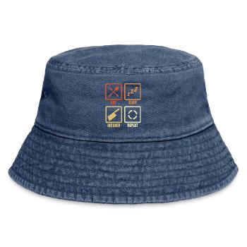 Eat Sleep Butcher Repeat - Vintage Bucket Hat - vintage denim - Front