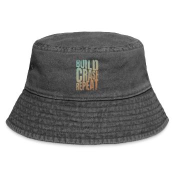 Drohne build crash repeat Spruch - Vintage Bucket Hat - Vintage Schwarz - Vorne