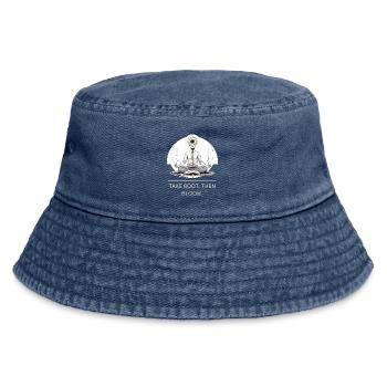 Wurzelmeditation Blume Mandala - Vintage Bucket Hat - Vintage Denim - Vorne