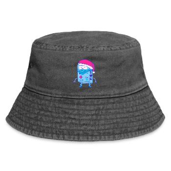 Kawaii Christmas Robot Santa Bot - Vintage Bucket Hat - vintage black - Front