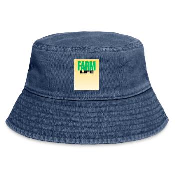 Farm Life Bold Typography - Vintage Bucket Hat - vintage denim - Front