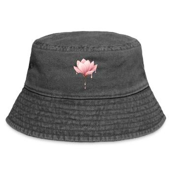 Magnolia Blossom Illustration Dripping Flower - Vintage Bucket Hat - vintage black - Front