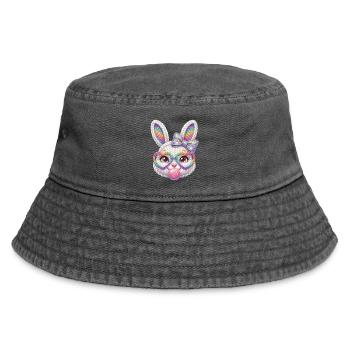 Easter Bunny Bubble Heart Glasses Rainbow - Vintage Bucket Hat - vintage black - Front