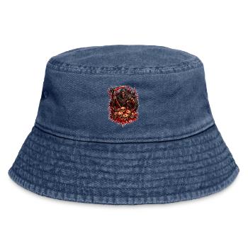 Sensenmann mit Schädelberg - Vintage Bucket Hat - Vintage Denim - Vorne