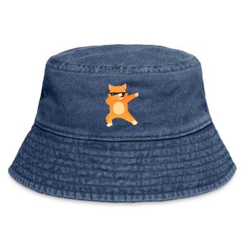 Cat With Sunglasses Dab Dance - Cool Gift - Vintage Bucket Hat - Vintage Denim - Vorne