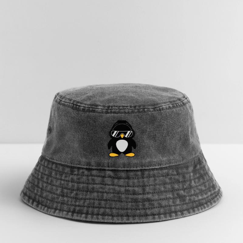 Pinguin mit Kopfhörer Vintage Bucket Hat