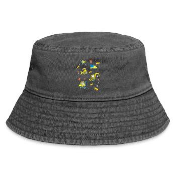 Baustellen Fahrzeuge - Vintage Bucket Hat - Vintage Schwarz - Vorne