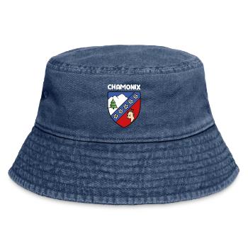 Flag Mignon Chamonix Mont Blanc Haute Savoie - Vintage Bucket Hat - vintage denim - Front