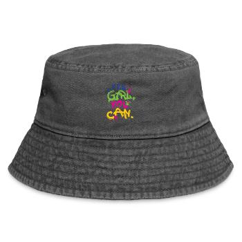 girl yes you can - Vintage Bucket Hat - Vintage Schwarz - Vorne
