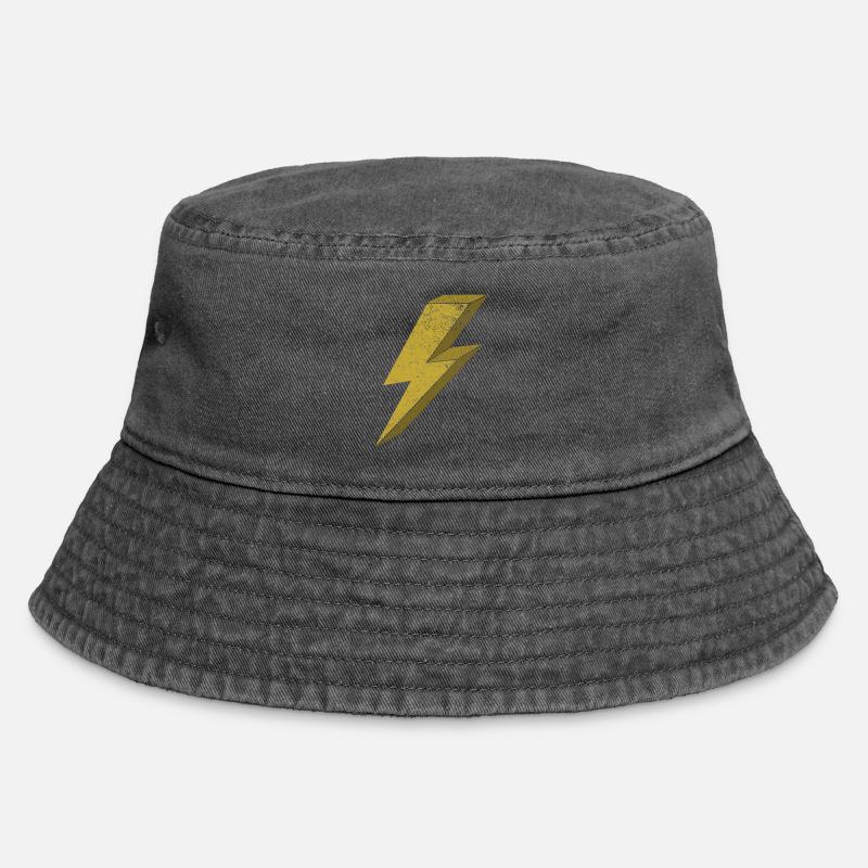 Dynamischer Blitz in Gold 3D - Vintage Bucket Hat - Vintage Schwarz