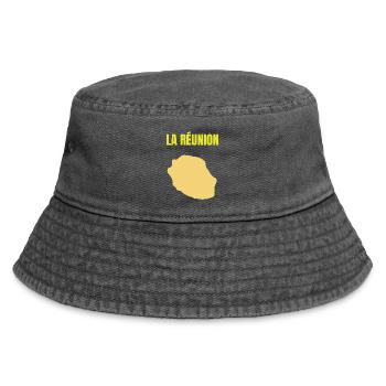 T-Shirt mit goldener Karte auf der Insel La Réunion - Vintage Bucket Hat - Vintage Schwarz - Vorne