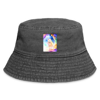 White wolf in front of colorful cave - Vintage Bucket Hat - vintage black - Front
