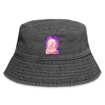 Weißer Wolf in Aquarell 2 (Lila) - Vintage Bucket Hat - Vintage Schwarz - Vorne