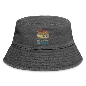 Winzer - Kein Klugscheißer  - Vintage Bucket Hat - Vintage Schwarz - Vorne