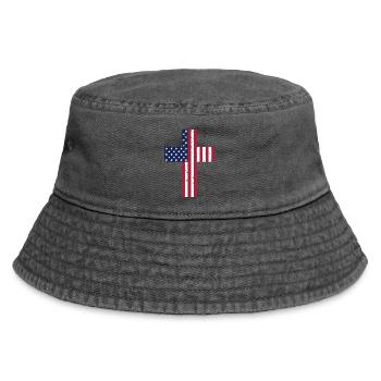 USA Cross Flag - Vintage Bucket Hat - vintage black - Front