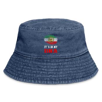 DNA Iran Flagge - Vintage Bucket Hat - Vintage Denim - Vorne
