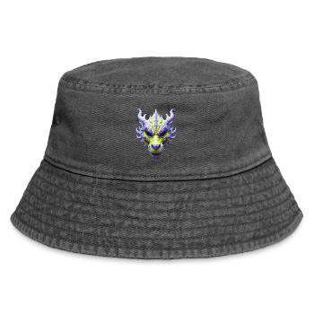 Aurora-Grüne Drachenmaske - Vintage Bucket Hat - Vintage Schwarz - Vorne