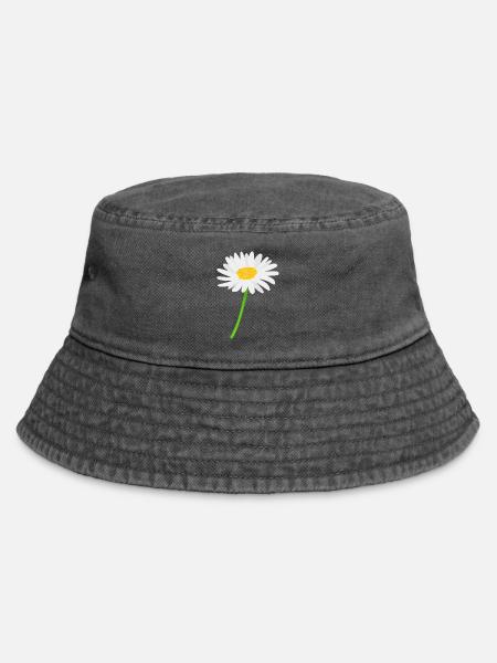 Blume Gänseblümchen mit Stiel - Vintage Bucket Hat - Vintage Schwarz